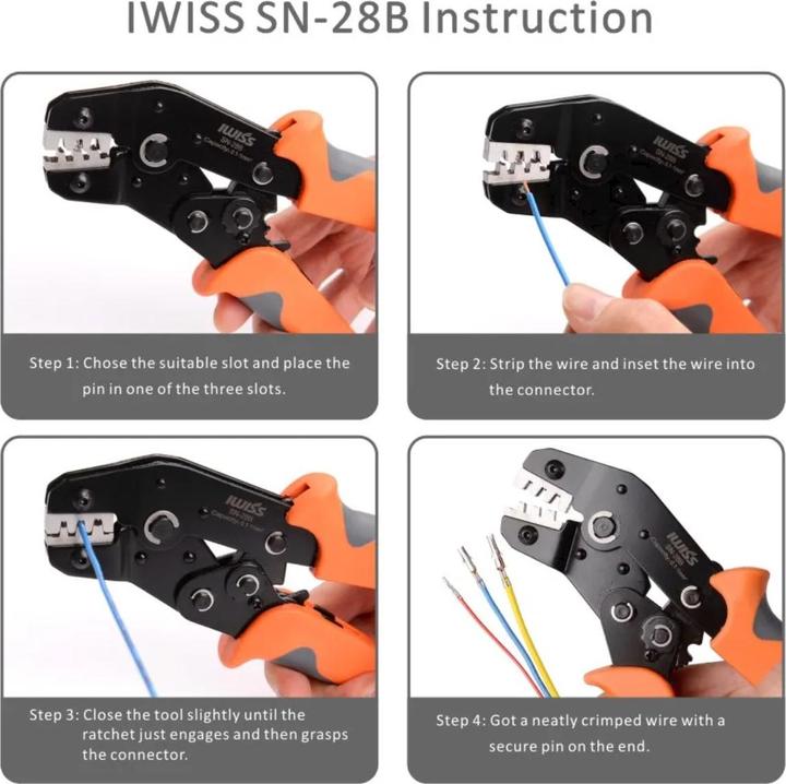 Actual product image Iwiss SN-28B Dupont Crimping Pliers 0.1-1mm2 (20 mm)