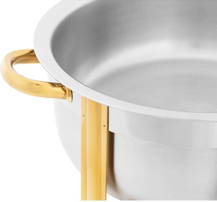 Image du produit Royal Catering Chauffe-plat professionnel - rond - doré - 4,5 L - 1 brûleur -