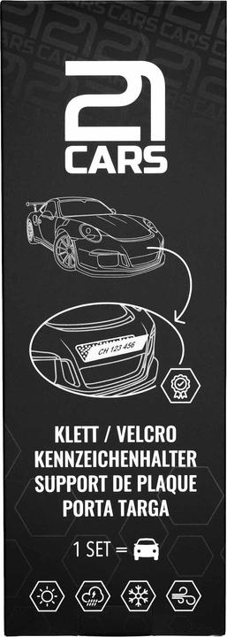 Immagine prodotto 21cars Klett Wechselschild Nummernschild Kennzeichenhalter | Rahmenlos (Effigie)
