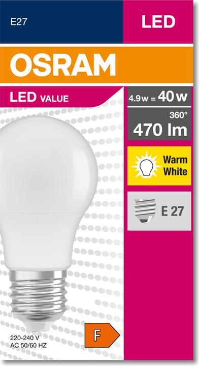 Actual product image Osram Led Value Classic A (E27, 5.50 W, 470 lm, 1 x, F)