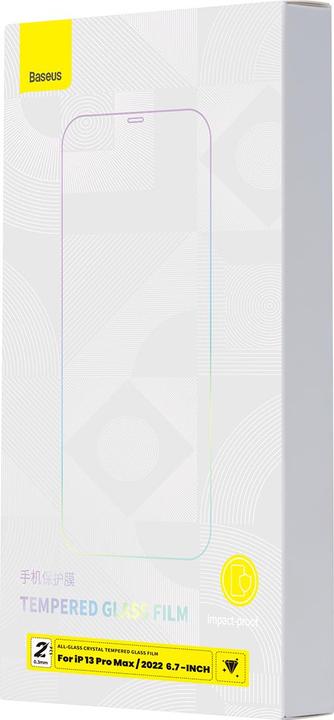 Produktbild Baseus All-glass Crystal Tempered Glass EasyStick Film iP14 (Pack of 2) (2 Stück, Apple iPhone 13 Pro Max, Apple iPhone 14 Plus)