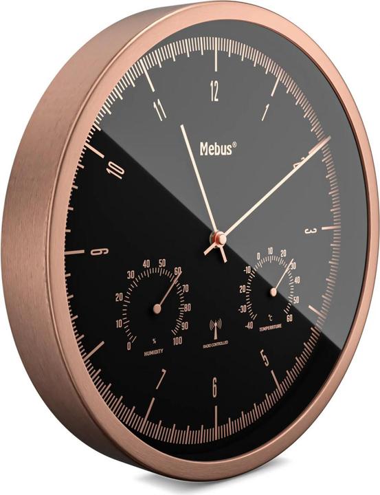 Actual product image Mebus Radio-controlled wall clock with thermo-hygrometer (25 cm)