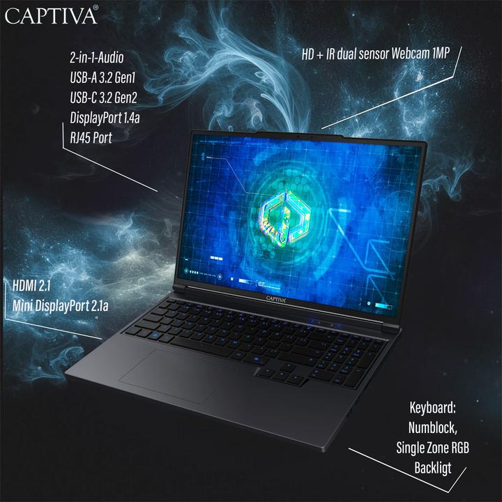 Produktbild Captiva Highend Gaming I92-175 Core i9 GeForce RTX 5070 (16", Intel Core i9-13900HX, 32 GB, 4000 GB, DE)