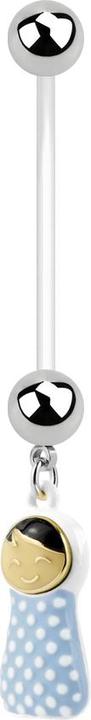 Image du produit Star Piercing Banane grossesse avec bébé en céramique bleu (Bioflex, sans laiton, Acier chirurgical 316L)