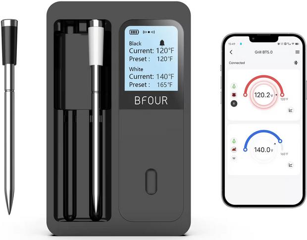 Immagine prodotto PhoneLook BFOUR Termometro intelligente Bluetooth per carne doppio BF-40 Batteria ecologica al litio Display