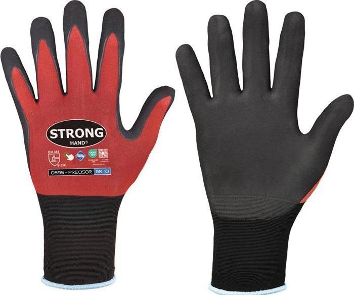 Actual product image Stronghand PRECISOR gloves size 8 red/black EN 420, EN 388 PPE category II (8)