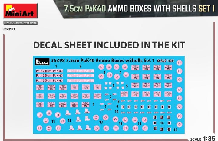 Actual product image Mini art 7.5cm PaK40 Ammo Boxes w/Shells Set 1