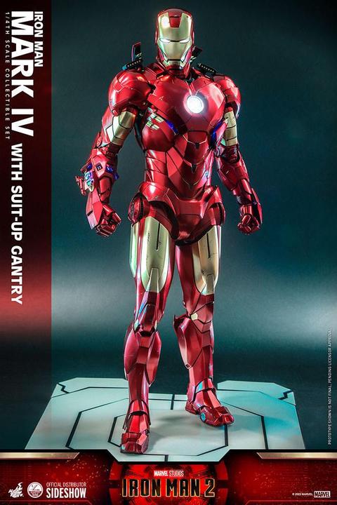 Image du produit Hot Toys Iron Man 2 figurine 1/4 Iron Man Mark IV with Suit-Up Gantry 49 cm