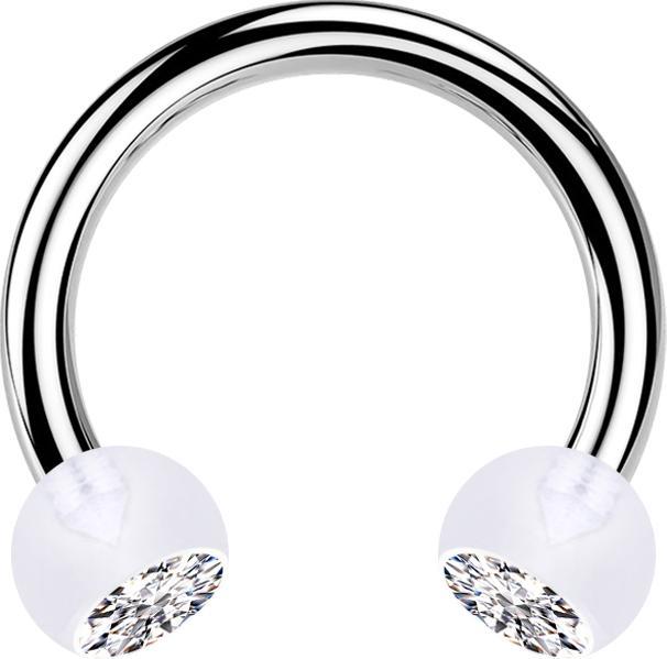 Produktbild Star Piercing Micro Circular Barbell silber mit zwei Kugeln transparent Kristall silber (ohne Messing, Bioflex, Chirurgenstahl 316L)