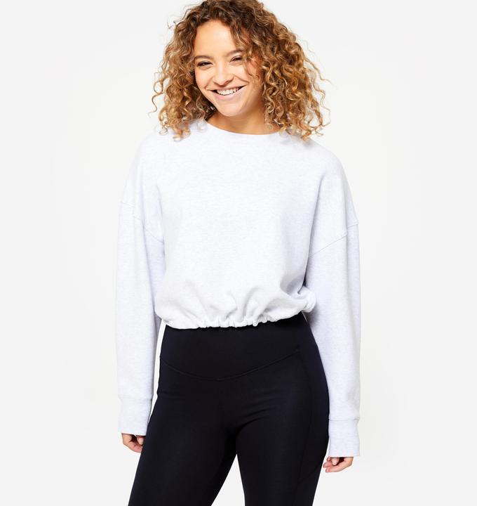 Image du produit Domyos Sweatshirt Crop Top Fitness confortable extensible gris (L)