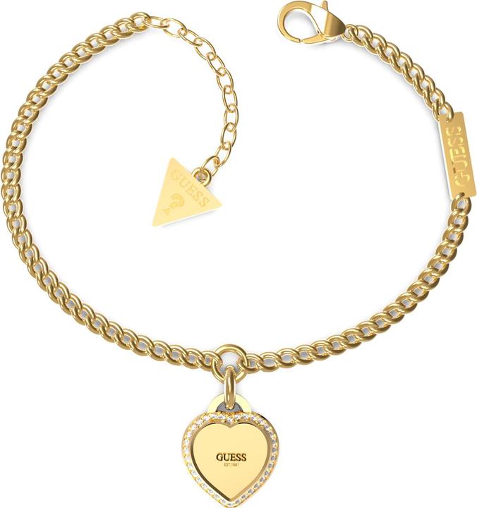Produktbild Guess Armkette FINE HEART Edelstahl (19 cm, Edelstahl, 95% Edelstahl, 5% Kristalle)