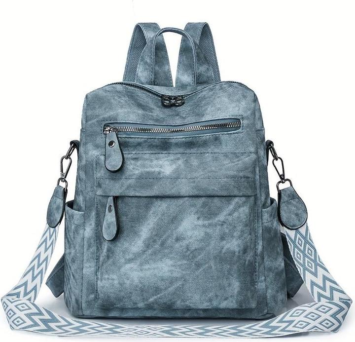 Only-Bags.Store Vintage Style PU-Leder-Rucksack mit böhmischen Riemen, grosse Kapazität, multifunktionale