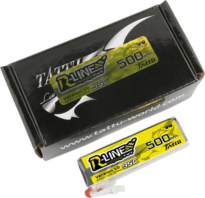 Immagine prodotto Tattu Batteria RC LiPo 500 mAh 3,7 V 95C R-Line (3.70 V, 500 mAh)