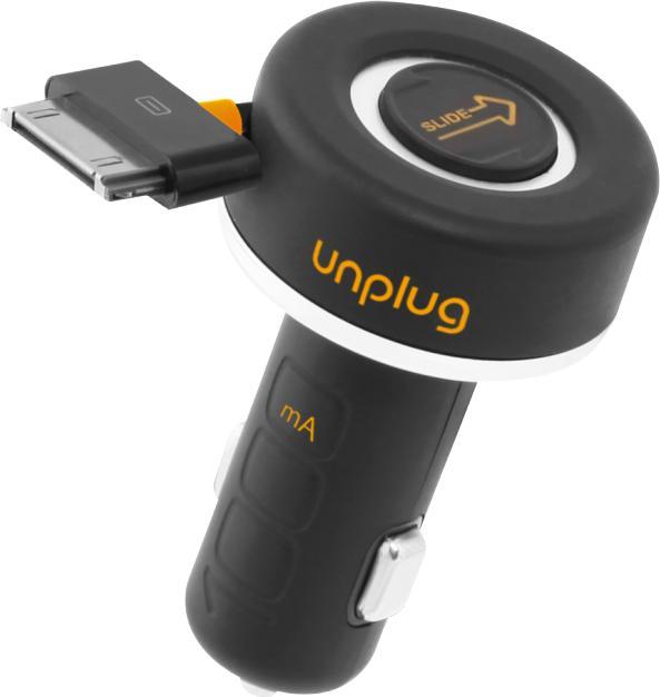 iLike CCU1000IPH Compact iPod iPhone 4 4S 30Pin Fast 1A Car Charger with Rewind Cable