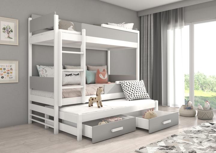 Immagine prodotto ADRK Furniture Letto a castello triplo con materassi QUEEN 180x80 (180 x 80 cm)