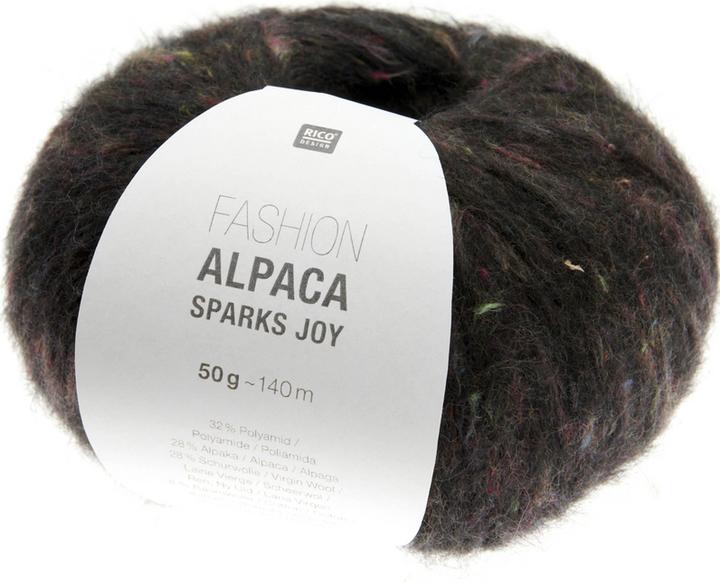 Produktbild Rico Fashion Alpaca Sparks Joy schwarz, 50 g, 140 m, 32 % PA, 28 % WP, 28 % WO, 8 % CO, 4 % PES (120 m)