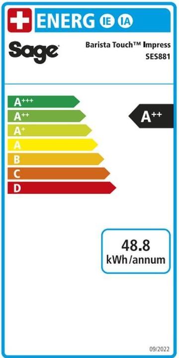 Energy Label Sage the Barista Touch Impress (CH plug)