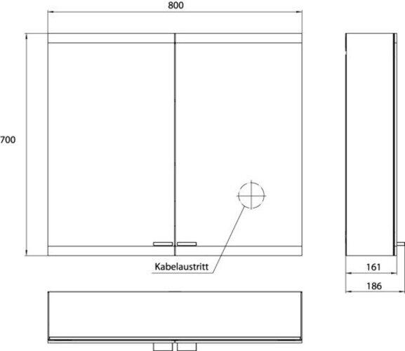 Actual product image Emco asis evo Illuminated mirror cabinet, surface-mounted model, 2 doors, 800 mm