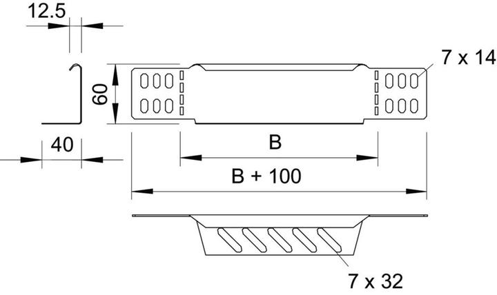 Immagine prodotto OBO Bettermann OBO RWEB 615 A2 Angolo di riduzione/terminale per vaschetta portacavi 60x150 (Foro cavo, 6 cm)