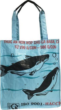 Actual product image Bekos Upcycling - Large Shopper made from recycled fish food bags light blue