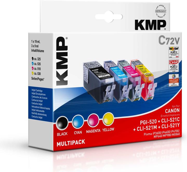 Image du produit KMP C72V Advantage pack BK/C/C/M/Y comp. avec PGI-520 / CLI-521 (M, C, Y, CF)