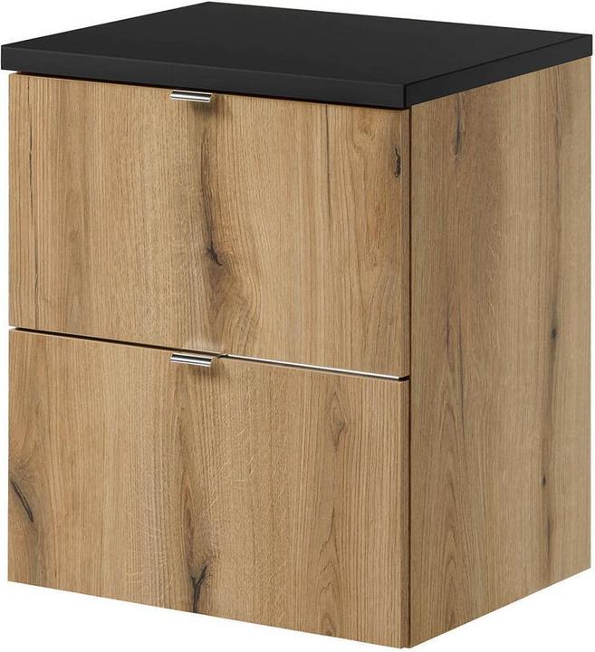 En.Casa Waschbeckenunterschrank Newport 50x60x40cm Eichenoptik/Schwarz (50, 57, 40 cm)