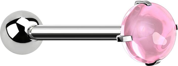 Produktbild Star Piercing Barbell silber mit Kugel und Cabochon pink gefasst (ohne Messing, Chirurgenstahl 316L)