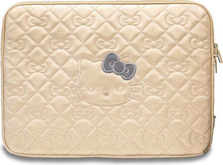 Actual product image Hello Kitty Sleeve HKCSZPEKHBPD 14" złoty/gold Zip PU Quilted Bows (14")