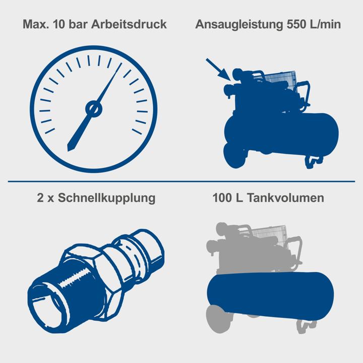 Produktbild Scheppach Kompressor HC550TC 400V (10 Bar, 100 l)