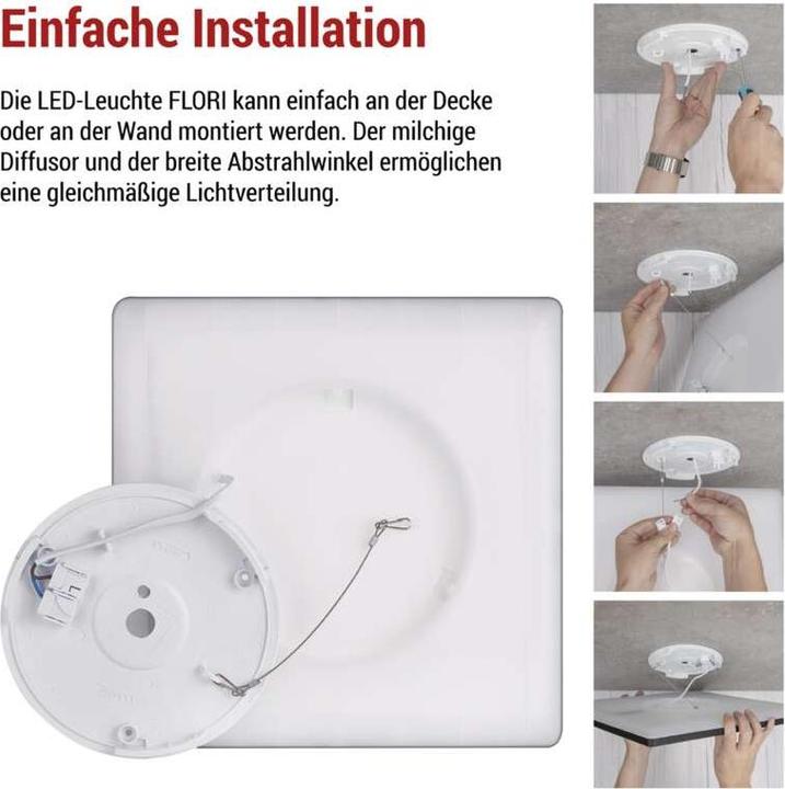 Actual product image Emos LED-Anbauleuchte FLORI quadrat, schwarz, 18W, neutralweiss (1800 lm)