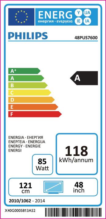 Energie-Label Philips 48pus7600/12 (48", OLED, 4K)