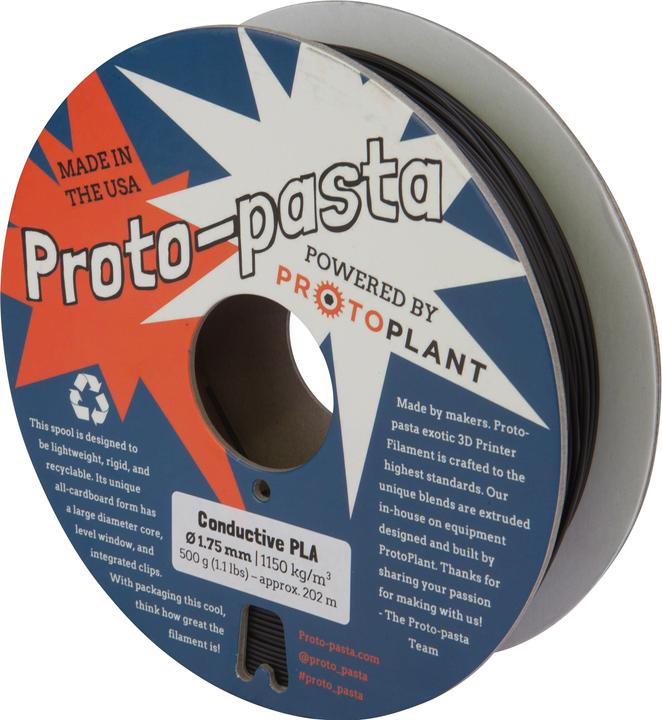 Immagine prodotto Proto-pasta filamento PLA conduttivo (PLA, 1.75 mm, 500 g, Grigio)
