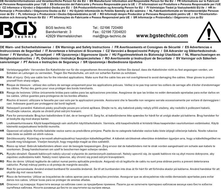 Image du produit BGS Assortiment de colliers plastique multicolore 4,8 x 300 mm 50 pièces (Serre-câbles en plastique, 300 mm, 50 pcs)