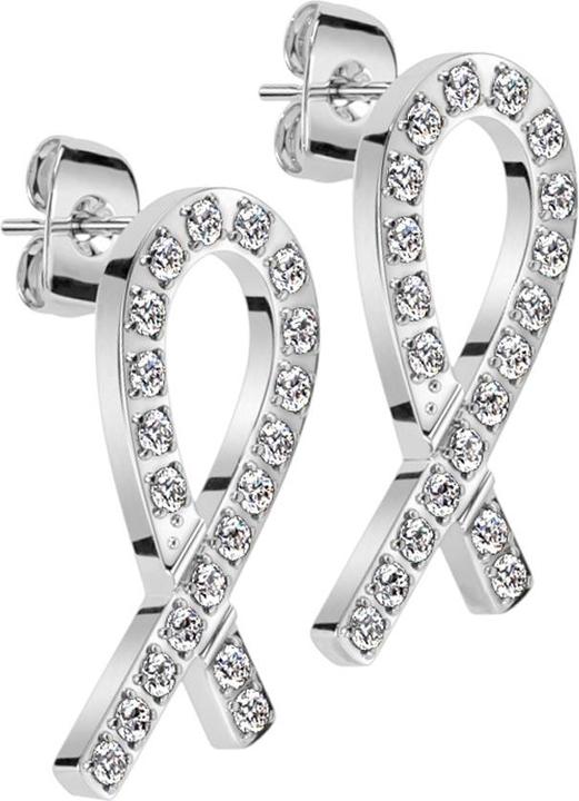Produktbild Star Piercing Ohrstecker silber Schleife mit Kristallen silber (ohne Messing, Chirurgenstahl 316L)