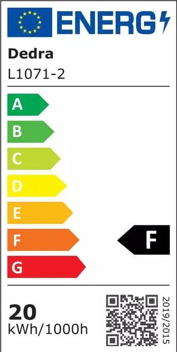 Energie-Label Dedra Workshop lempa 20W SMD LED, Ekonomiška, trikojis, IP65 (1500 lm)