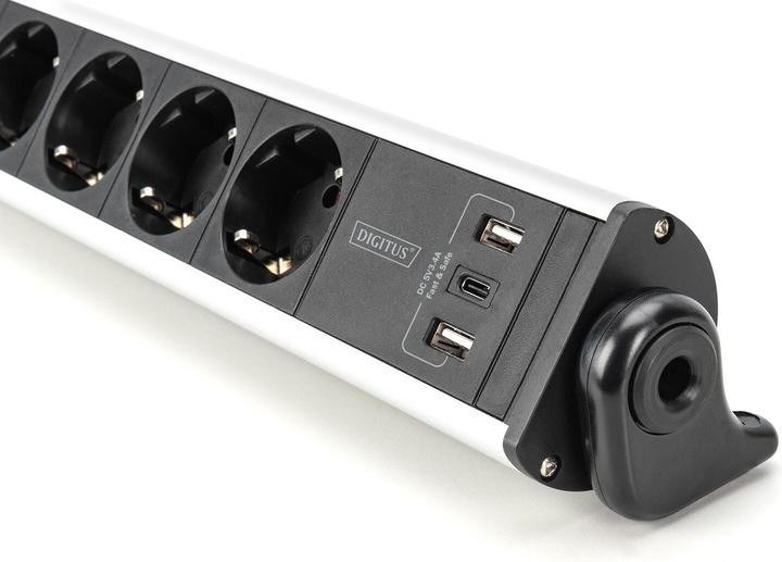 Immagine prodotto Digitus Presa di corrente in alluminio a 6 vie 2xUSB-A/1xUSB-C (6 x, USB-C, USB-A, 1.50 m)