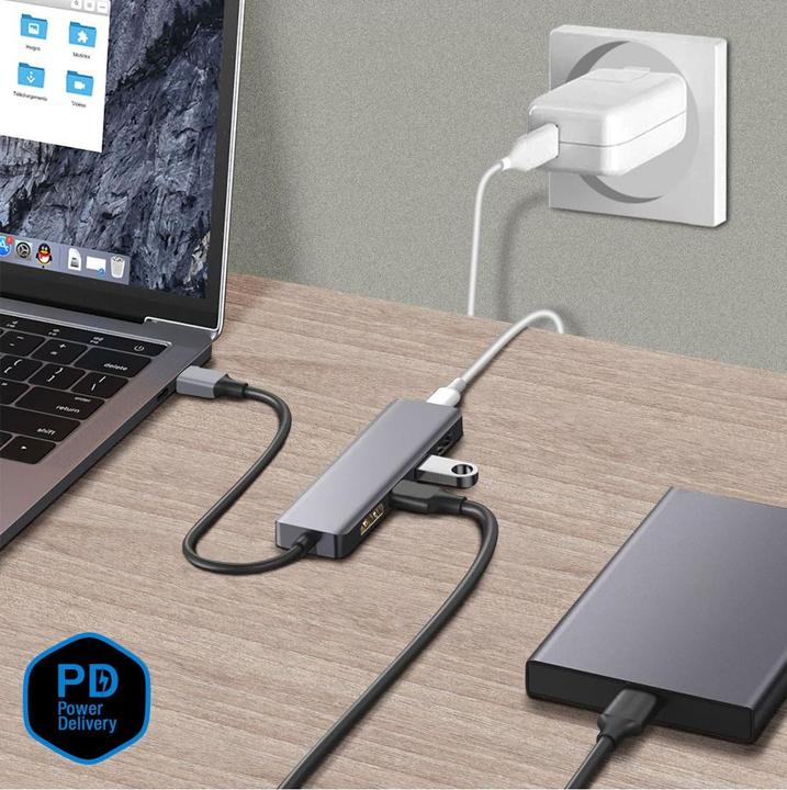 Produktbild Akashi 5 In 1 Hub: USB Type-C- Multiply The Possibilities Of Yo (USB-C)