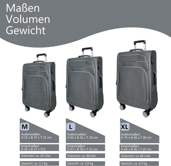 Immagine prodotto My Travel Bag 3-teiliges Reisekoffer-Set (88 l, Bagaglio a mano (fino a 50 litri), M (50 - 90l))