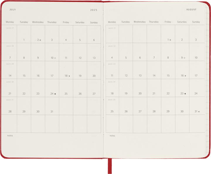 Productafbeelding Moleskine 12 maanden weekkalender 2025, pocket/A6, 1 week = 1 pagina, rechts gelinieerd (A6, Pocket, Engels)