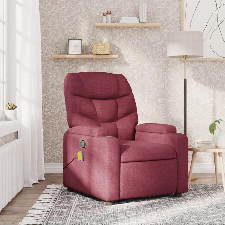 Actual product image VidaXL Massage chair wine red fabric,Colour: Wine red,Material: Fabric