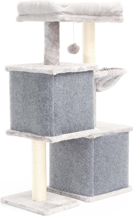 Produktbild Fudajo Kratzbaum Grau 2 Katzenhäuser 89,5cm Katzenkratzbaum Katzenmöbel Katze (89.50 cm, Grau)
