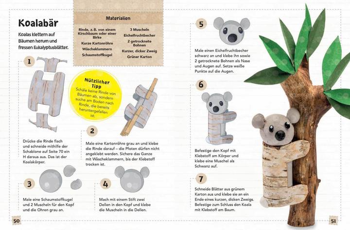 Produktbild Das Naturbastelbuch für Kinder. 41 Projekte zum Basteln mit allem, was Wald, Wiese und Strand (Deutsch, Fiona Hayes, 2020)