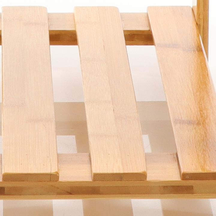 Actual product image Toboli Seat Stool 440x280x408mm Bamboo Side Table End Table Wooden Bath Stool w/Shelf Natural Design