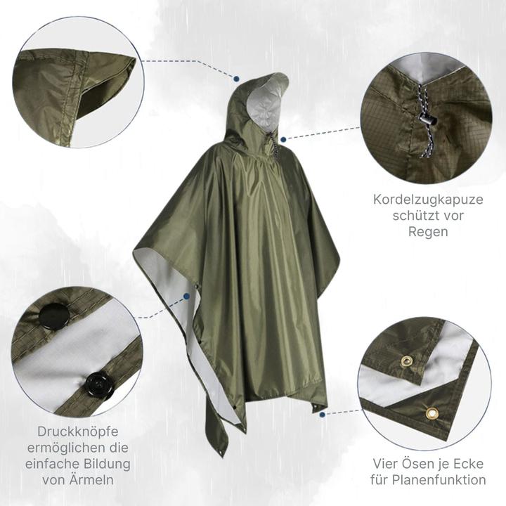 Hermex Regenponcho Regencape Regenumhang Regenjacke Wasserschutzponcho (One Size)