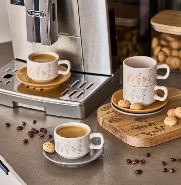 Produktbild Zeller Present Espressotassen Set Flowers 8-teilig weiss grau gelb (70 ml, 8 x)
