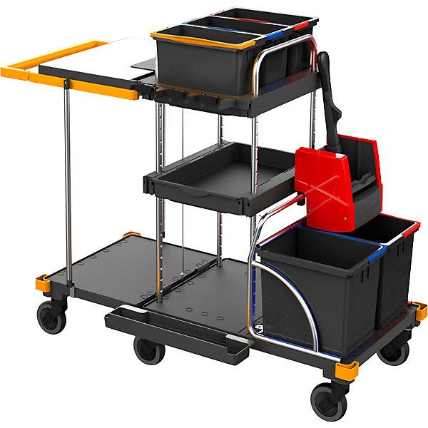 Actual product image Vermop EQUIPE cleaning trolley, LxWxH 1410 x 620 x 1140 mm, with folding disposal unit. (1 pcs.)