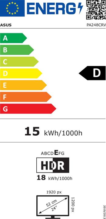 Energie-Label ASUS ProArt PA248CRV (1920 x 1200 Pixel, 24.10")