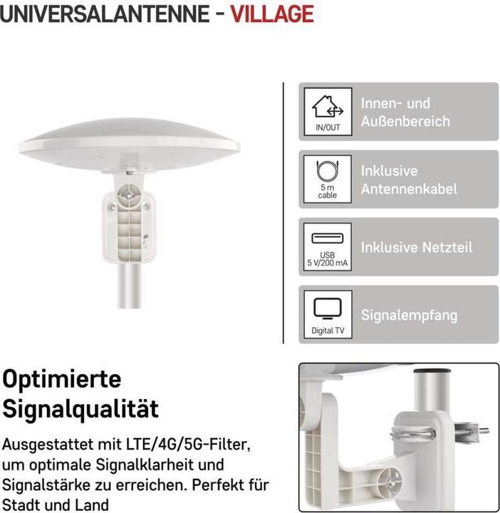 Immagine prodotto Emos Village Moon-V900 (Antenna, 20 dB, DAB/ DAB+, LTE, DVB-T / -T2)