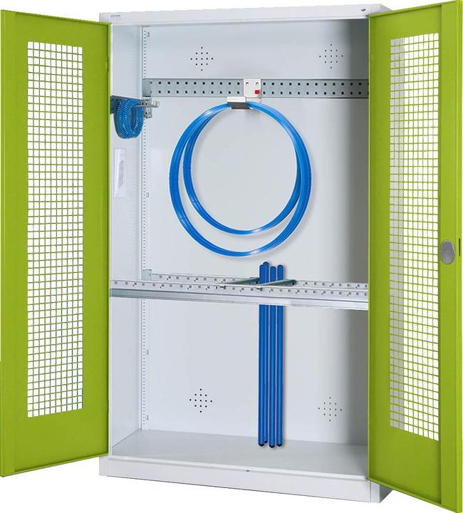 Produktbild C+P Modul-Sportgeräteschrank mit Grundausstattung (HxBxT: 195x120x50 cm, mit Lochblech-Flügeltüren)
