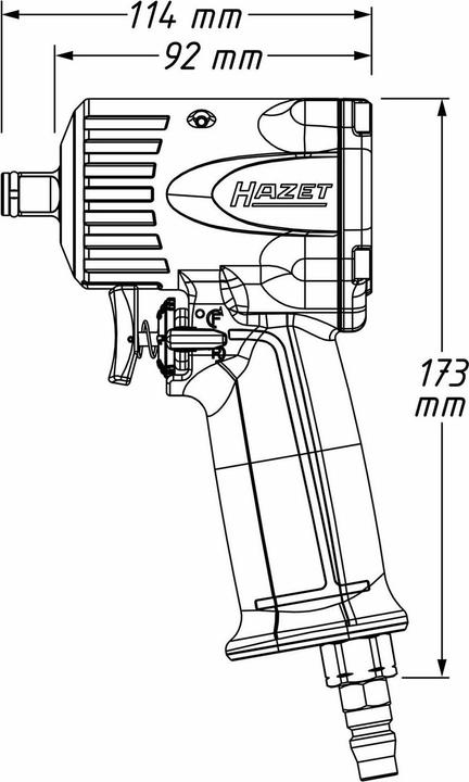 Actual product image HAZET Impact wrench ∙ extra short 9012M ∙ Maximum loosening torque: 1100 Nm ∙ Square, solid 12.5 mm… (Air blast)